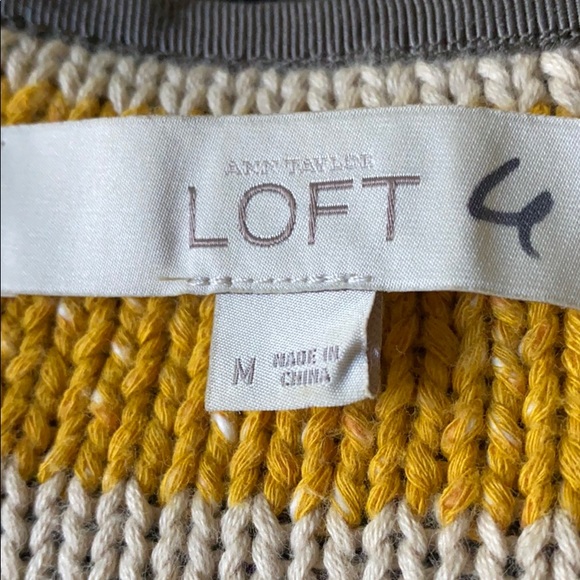 Ann Taylor Loft Mustard & Cream Striped Cardigan - Picture 8 of 14